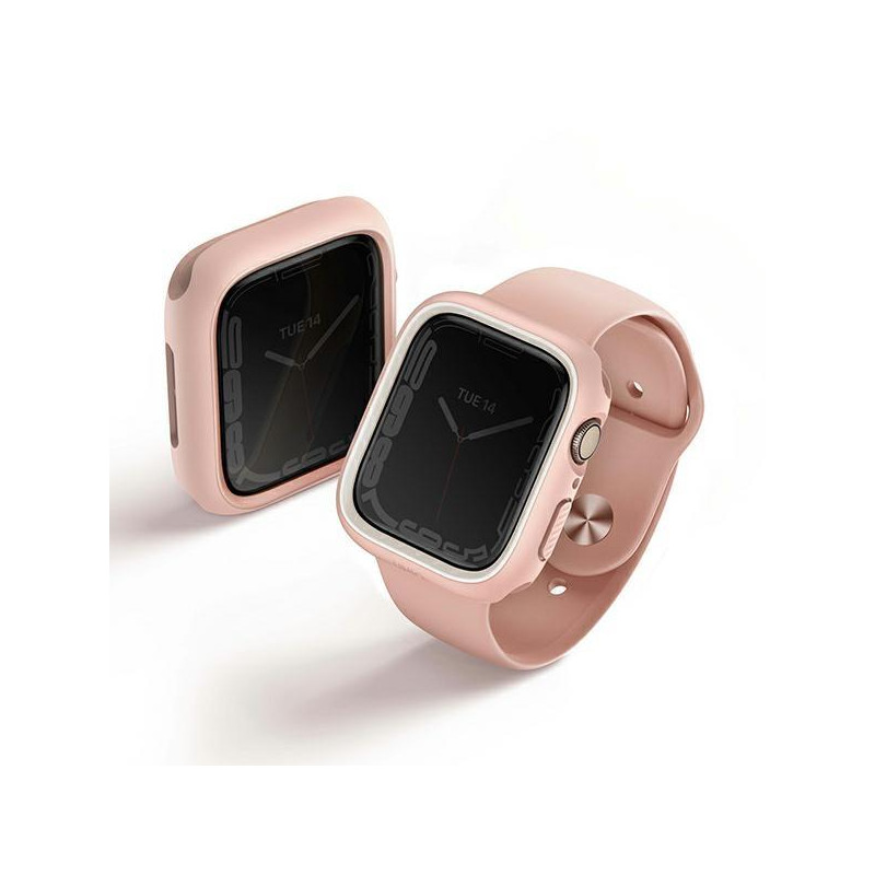 Uniq Moduo dėklas, skirtas Apple Watch 4/ 5/ 6/ 7/ 8/ SE/ SE2 44/ 45mm – rožinė ir balta