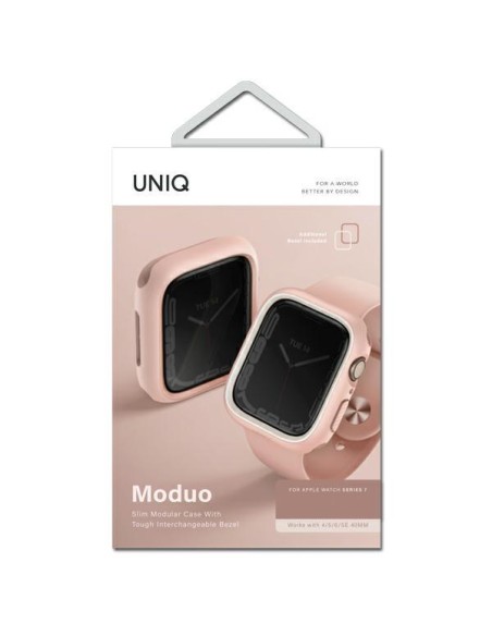 Uniq Moduo dėklas, skirtas Apple Watch 4/ 5/ 6/ 7/ 8/ SE/ SE2 44/ 45mm – rožinė ir balta Uniq Moduo dėklas, skirtas Apple Watch 4/ 5/ 6/ 7/ 8/ SE/ SE2 44/ 45mm – rožinė ir balta