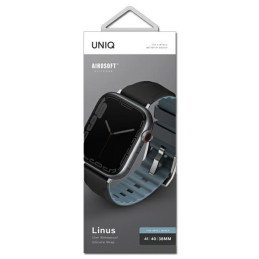 UNIQ Linus dirželis, skirtas Apple Watch 1/ 2/ 3/ 4/ 5/ 6/ 7/ 8/ SE/ SE2 38/ 40/ 41mm – juodas