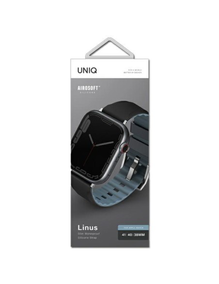 UNIQ Linus dirželis, skirtas Apple Watch 1/ 2/ 3/ 4/ 5/ 6/ 7/ 8/ SE/ SE2 38/ 40/ 41mm – juodas UNIQ Linus dirželis, skirtas Apple Watch 1/ 2/ 3/ 4/ 5/ 6/ 7/ 8/ SE/ SE2 38/ 40/ 41mm – juodas