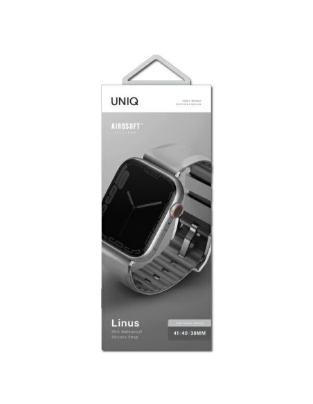 UNIQ Linus dirželis, skirtas Apple Watch 1/ 2/ 3/ 4/ 5/ 6/ 7/ 8/ SE/ SE2 38/ 40/ 41mm – pilkas UNIQ Linus dirželis, skirtas Apple Watch 1/ 2/ 3/ 4/ 5/ 6/ 7/ 8/ SE/ SE2 38/ 40/ 41mm – pilkas