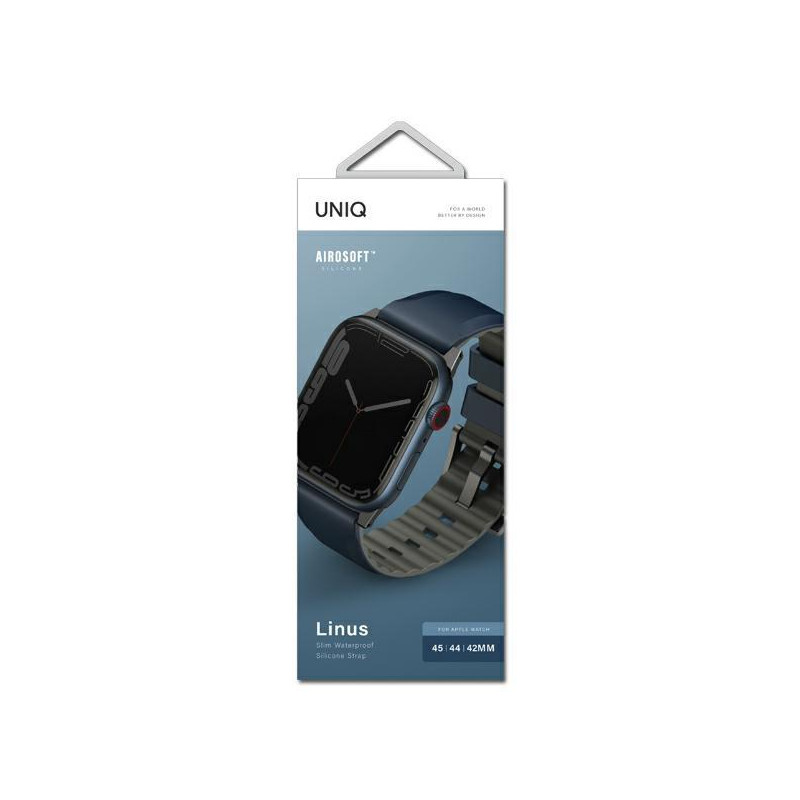 UNIQ Linus dirželis, skirtas Apple Watch 1/ 2/ 3/ 4/ 5/ 6/ 7/ 8/ SE/ SE2/ Ultra 42/ 44/ 45/ 49mm – mėlynas