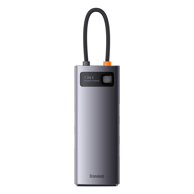 Prijungimo stotis HUB 7in1 USB-C 2xHDMI 3xUSB 3.2 1xPower Delivery RJ-45 Ethernet pilka