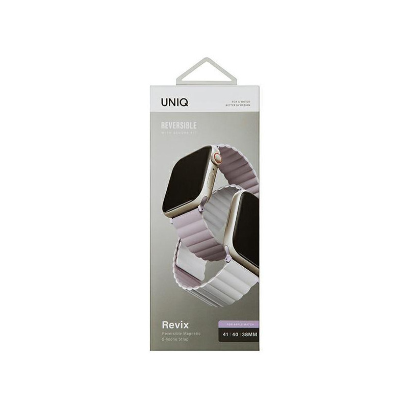 Uniq Revix dirželis skirtas Apple Watch 1/ 2/ 3/ 4/ 5/ 6/ 7/ 8/ SE/ SE2 38/ 40/ 41mm - alyvinė ir balta