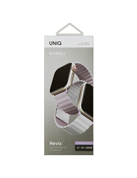 Uniq Revix dirželis skirtas Apple Watch 1/ 2/ 3/ 4/ 5/ 6/ 7/ 8/ SE/ SE2 38/ 40/ 41mm - alyvinė ir balta Uniq Revix dirželis skirtas Apple Watch 1/ 2/ 3/ 4/ 5/ 6/ 7/ 8/ SE/ SE2 38/ 40/ 41mm - alyvinė ir balta