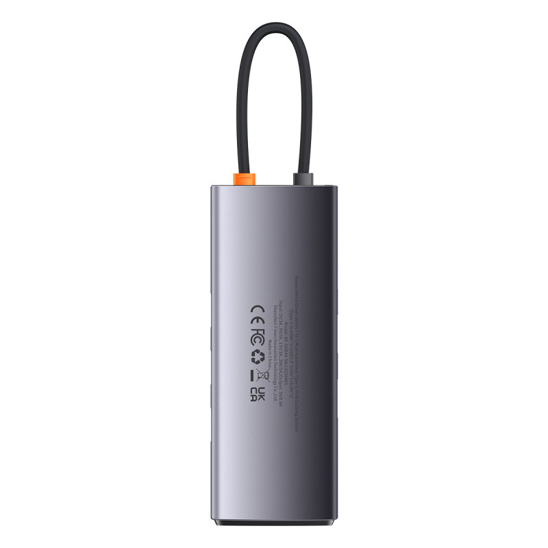 Prijungimo stotis HUB 7in1 USB-C 2xHDMI 3xUSB 3.2 1xPower Delivery RJ-45 Ethernet pilka