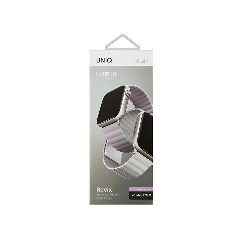 Uniq Revix dirželis skirtas Apple Watch 1/ 2/ 3/ 4/ 5/ 6/ 7/ 8/ SE/ SE2/ Ultra 42/ 44/ 45/ 49mm – alyvinė-balta