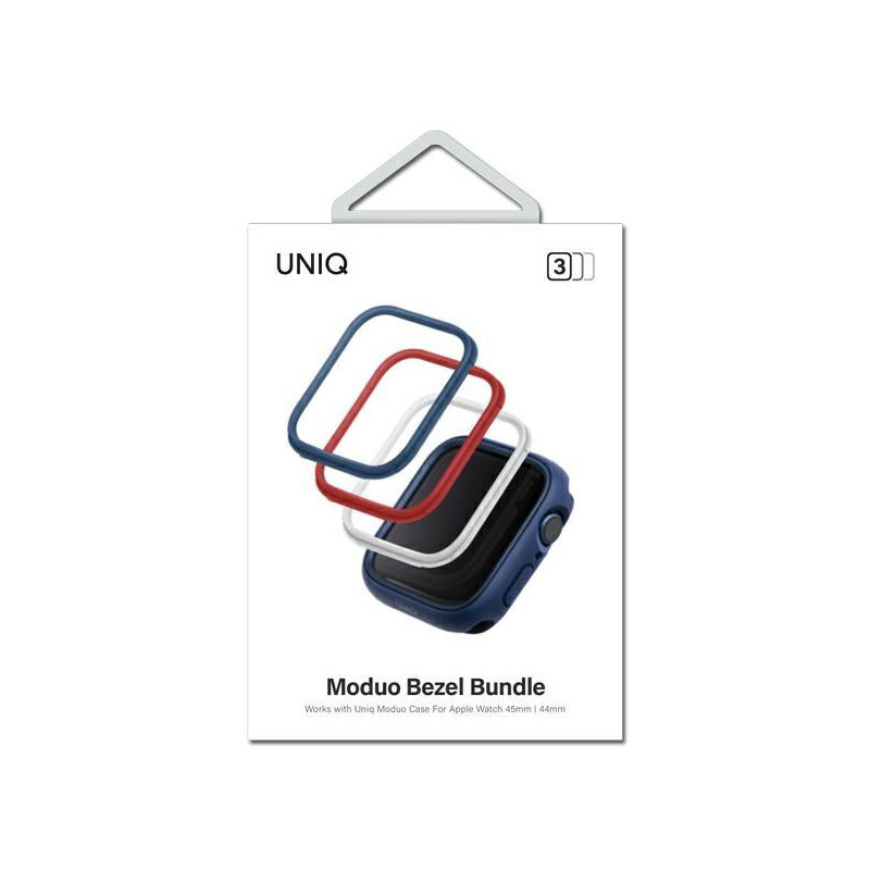 Rėmas Uniq Moduo 3in1 dėklui Apple Watch 4/ 5/ 6/ 7/ 8/ SE/ SE2 44/ 45mm - mėlyna, raudona, balta