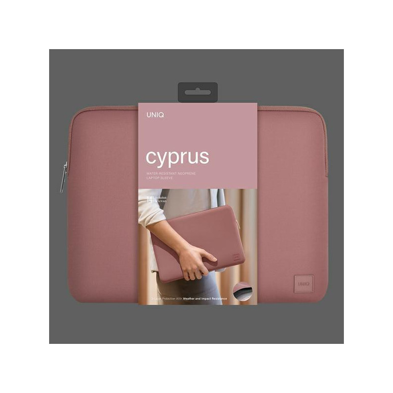 UNIQ Cyprus dėklas 14" nešiojamam kompiuteriui - rožinis