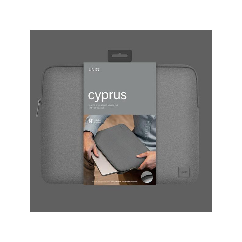 UNIQ Cyprus dėklas 14" nešiojamam kompiuteriui - pilkas