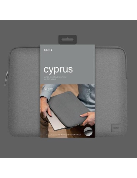 UNIQ Cyprus dėklas 14" nešiojamam kompiuteriui - pilkas UNIQ Cyprus dėklas 14" nešiojamam kompiuteriui - pilkas