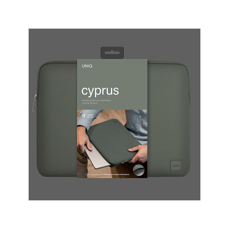 UNIQ Cyprus dėklas 14" nešiojamam kompiuteriui - žalias
