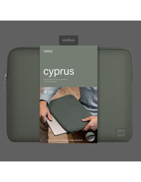 UNIQ Cyprus dėklas 14" nešiojamam kompiuteriui - žalias UNIQ Cyprus dėklas 14" nešiojamam kompiuteriui - žalias