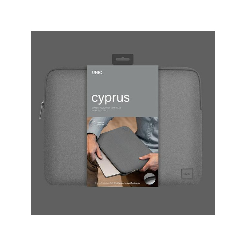 UNIQ Cyprus dėklas 16" nešiojamam kompiuteriui - pilkas