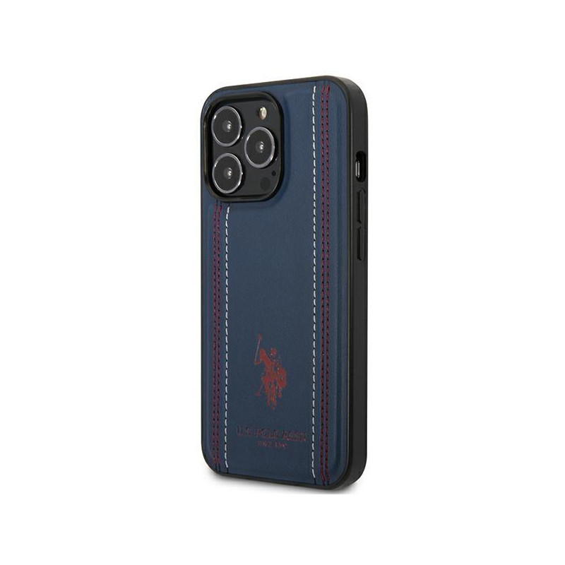 JAV Polo Assn byla Leather Stitch iPhone 14 Pro - tamsiai mėlyna