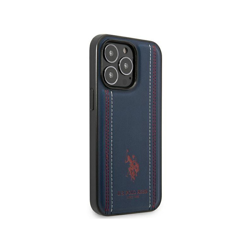 JAV Polo Assn byla Leather Stitch iPhone 14 Pro - tamsiai mėlyna