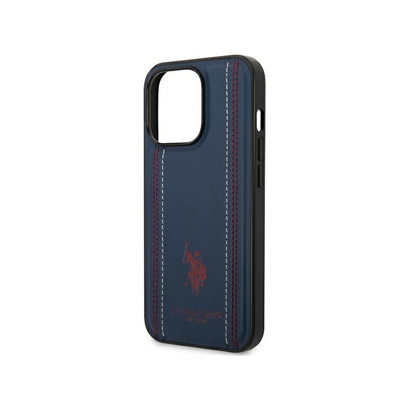 JAV Polo Assn byla Leather Stitch iPhone 14 Pro - tamsiai mėlyna