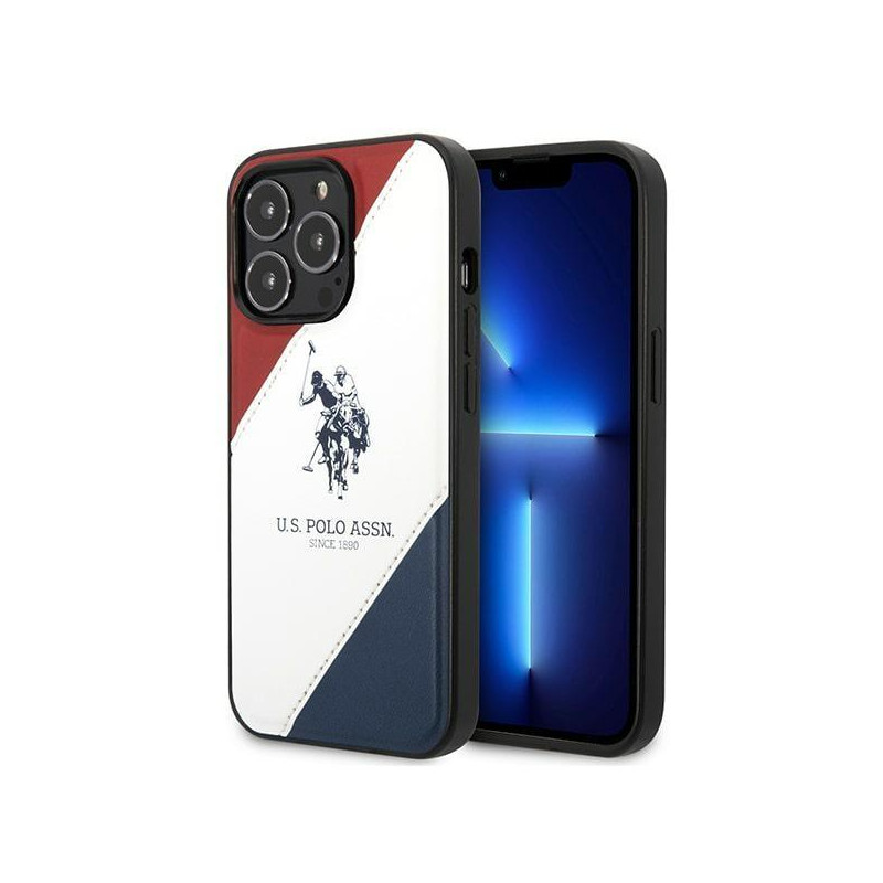 JAV Polo Assn byla Trispalvė reljefinė, skirta iPhone 14 Pro – balta JAV Polo Assn byla Trispalvė reljefinė, skirta iPhone 14 Pro – balta