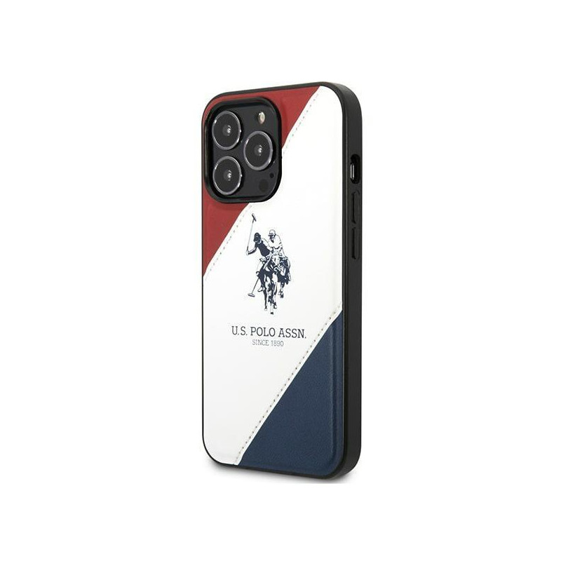 JAV Polo Assn byla Trispalvė reljefinė, skirta iPhone 14 Pro – balta