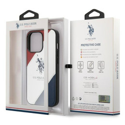 JAV Polo Assn byla Trispalvė reljefinė, skirta iPhone 14 Pro – balta