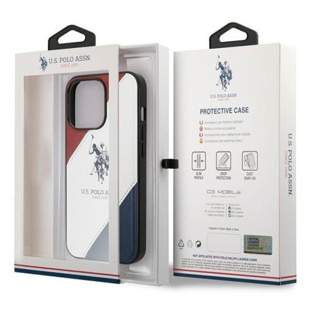 JAV Polo Assn byla Trispalvė reljefinė, skirta iPhone 14 Pro – balta JAV Polo Assn byla Trispalvė reljefinė, skirta iPhone 14 Pro – balta