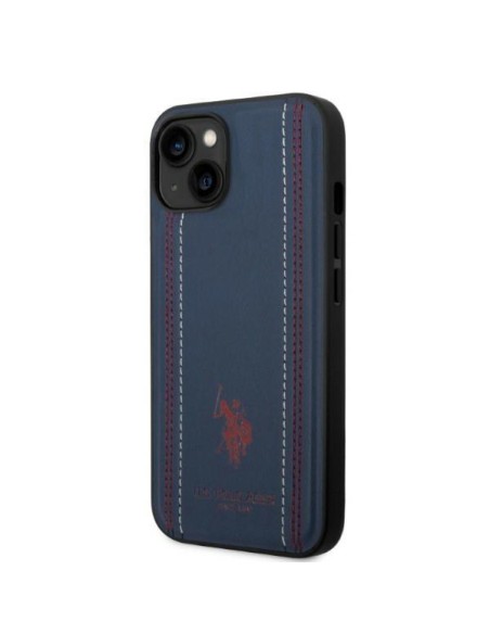 JAV Polo Assn byla Leather Stitch iPhone 14 - tamsiai mėlyna JAV Polo Assn byla Leather Stitch iPhone 14 - tamsiai mėlyna