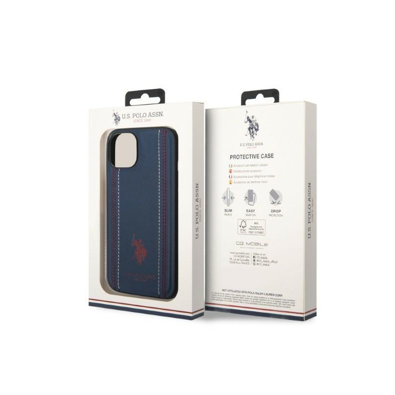 JAV Polo Assn byla Leather Stitch iPhone 14 - tamsiai mėlyna