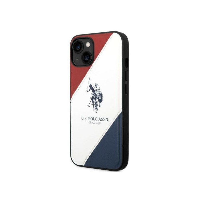 JAV Polo Assn byla Trispalvė reljefinė, skirta iPhone 14 - balta