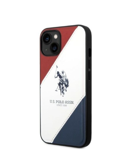 JAV Polo Assn byla Trispalvė reljefinė, skirta iPhone 14 - balta JAV Polo Assn byla Trispalvė reljefinė, skirta iPhone 14 - balta
