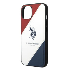 JAV Polo Assn byla Trispalvė reljefinė, skirta iPhone 14 - balta