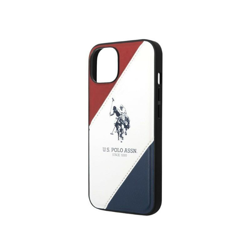 JAV Polo Assn byla Trispalvė reljefinė, skirta iPhone 14 - balta