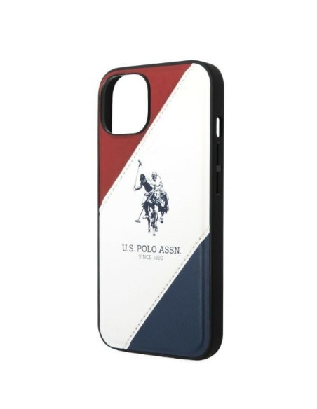 JAV Polo Assn byla Trispalvė reljefinė, skirta iPhone 14 - balta JAV Polo Assn byla Trispalvė reljefinė, skirta iPhone 14 - balta