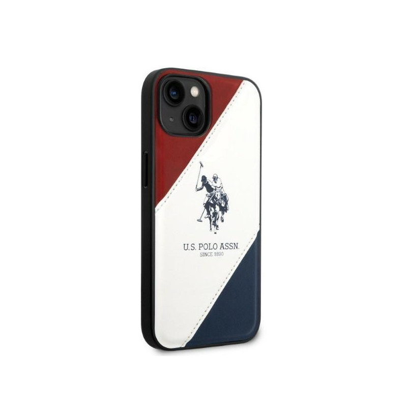 JAV Polo Assn byla Trispalvė reljefinė, skirta iPhone 14 - balta
