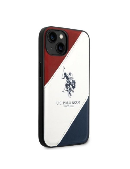 JAV Polo Assn byla Trispalvė reljefinė, skirta iPhone 14 - balta JAV Polo Assn byla Trispalvė reljefinė, skirta iPhone 14 - balta