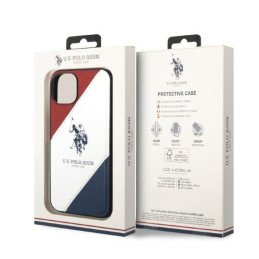 JAV Polo Assn byla Trispalvė reljefinė, skirta iPhone 14 - balta