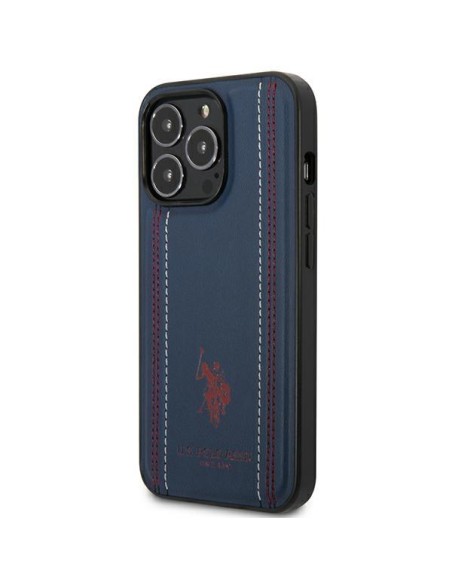JAV Polo Assn byla Leather Stitch iPhone 14 Pro Max - tamsiai mėlyna