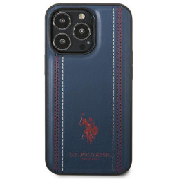JAV Polo Assn byla Leather Stitch iPhone 14 Pro Max - tamsiai mėlyna