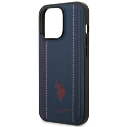 JAV Polo Assn byla Leather Stitch iPhone 14 Pro Max - tamsiai mėlyna