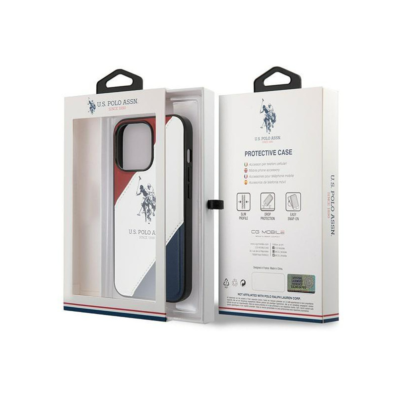 JAV Polo Assn byla Trispalvė įspausta iPhone 14 Pro Max – balta