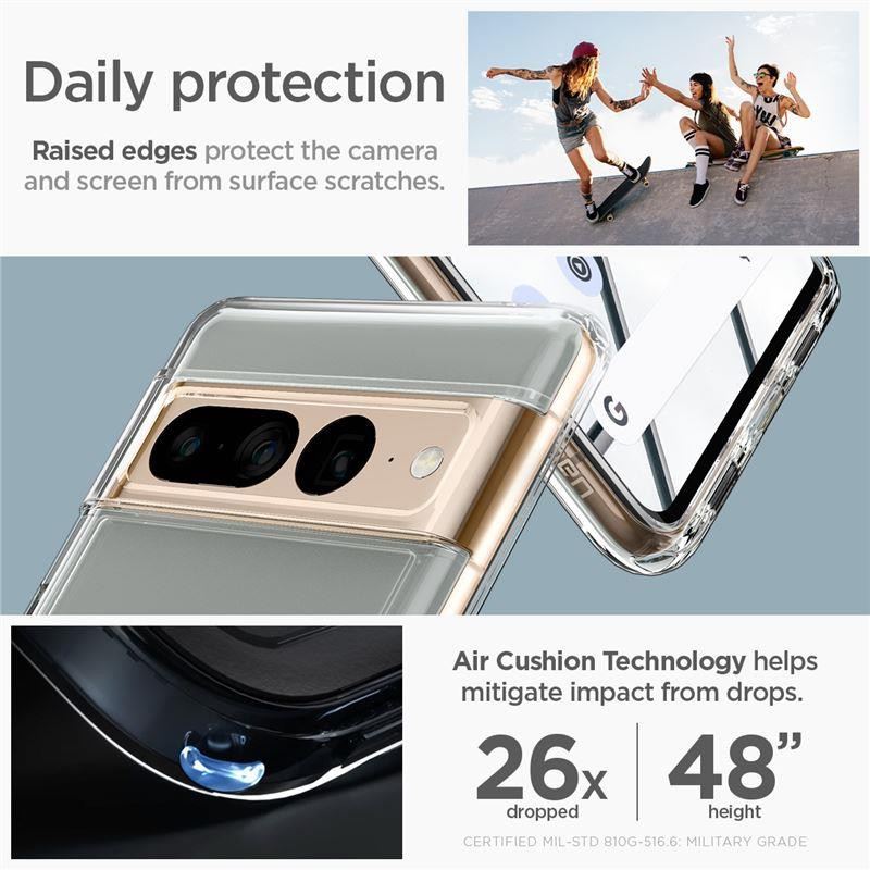 Spigen Ultra Hybrid dėklas, skirtas Google Pixel 7 Pro – skaidrus