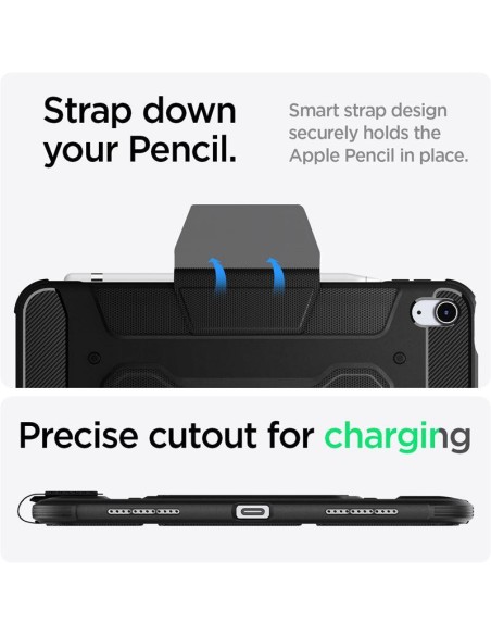 „Spigen Rugged Armor Pro“ dėklas, skirtas iPad Air 4 2020 / 5 2022 – juodas „Spigen Rugged Armor Pro“ dėklas, skirtas iPad Air 4 2020 / 5 2022 – juodas