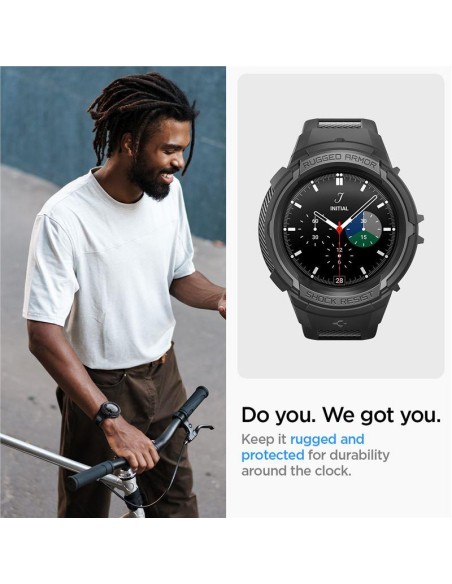 Spigen Rugged Armor Pro dėklas su dirželiu, skirtas Samsung Galaxy Watch 5 Pro (45 mm) - juodas Spigen Rugged Armor Pro dėklas su dirželiu, skirtas Samsung Galaxy Watch 5 Pro (45 mm) - juodas