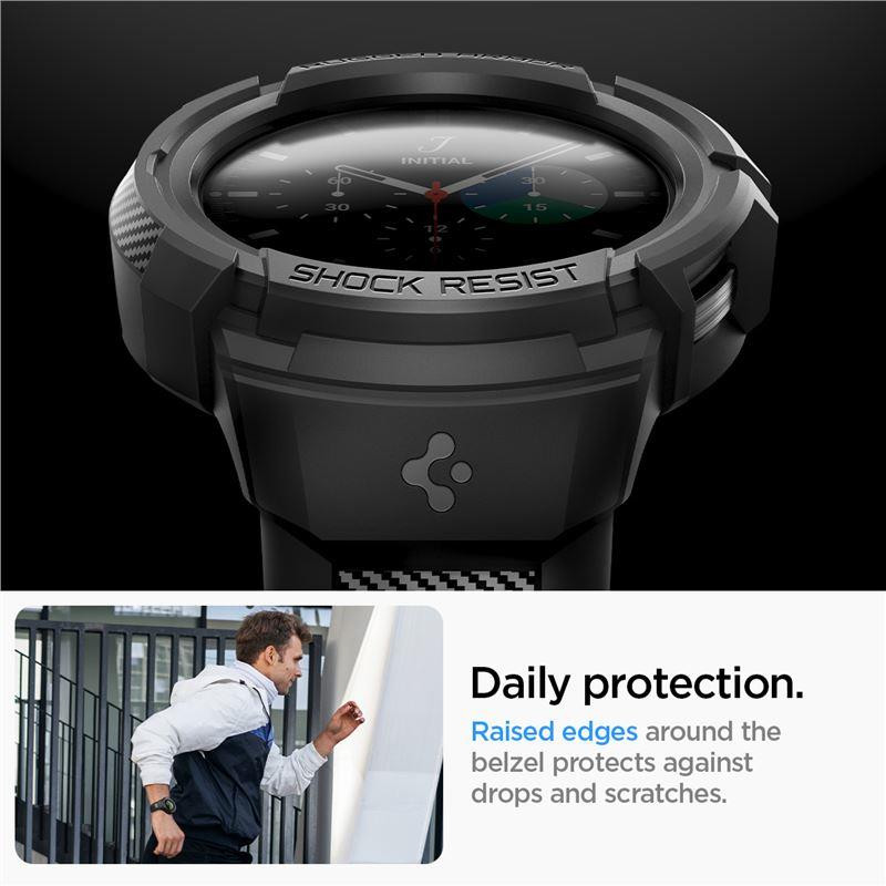 Spigen Rugged Armor Pro dėklas su dirželiu, skirtas Samsung Galaxy Watch 5 Pro (45 mm) - juodas