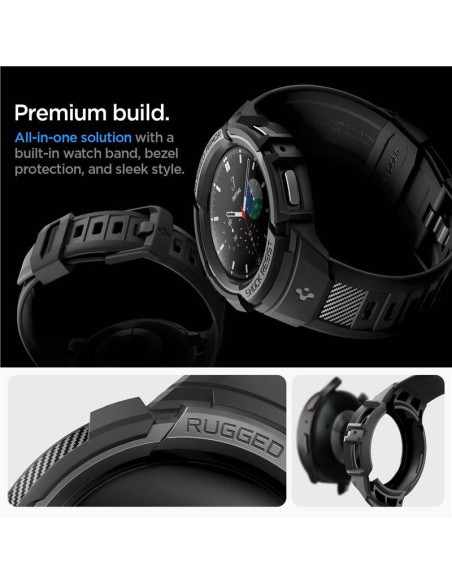 Spigen Rugged Armor Pro dėklas su dirželiu, skirtas Samsung Galaxy Watch 5 Pro (45 mm) - juodas Spigen Rugged Armor Pro dėklas su dirželiu, skirtas Samsung Galaxy Watch 5 Pro (45 mm) - juodas