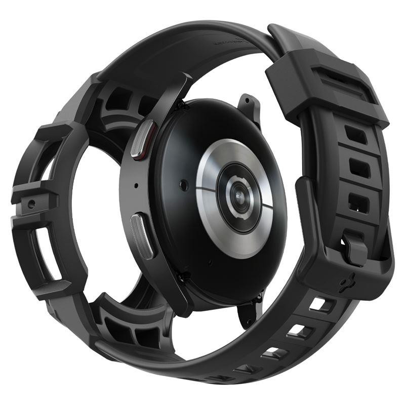Spigen Rugged Armor Pro dėklas su dirželiu, skirtas Samsung Galaxy Watch 5 Pro (45 mm) - juodas