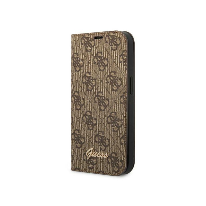Guess 4G Vintage Gold Logo dėklas, skirtas iPhone 14 Pro - rudas