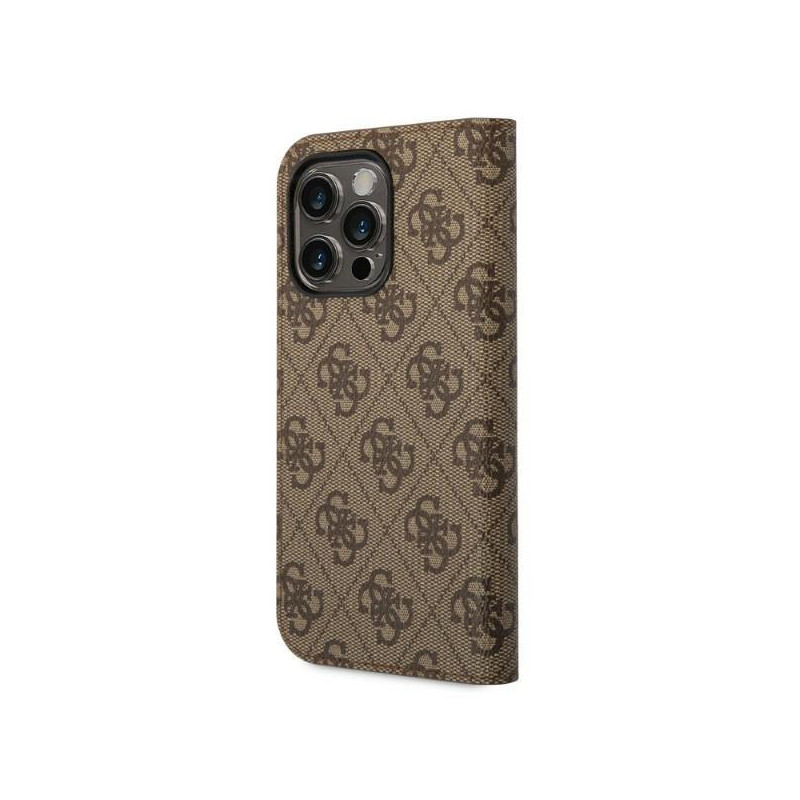 Guess 4G Vintage Gold Logo dėklas, skirtas iPhone 14 Pro - rudas
