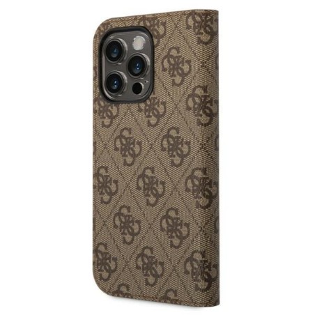 Guess 4G Vintage Gold Logo dėklas, skirtas iPhone 14 Pro - rudas Guess 4G Vintage Gold Logo dėklas, skirtas iPhone 14 Pro - rudas