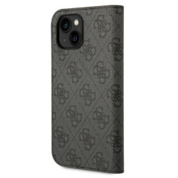 Guess 4G Vintage Gold Logo dėklas, skirtas iPhone 14 Plus - juodas