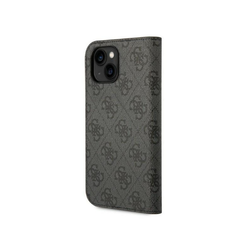 Guess 4G Vintage Gold Logo dėklas, skirtas iPhone 14 Plus - juodas
